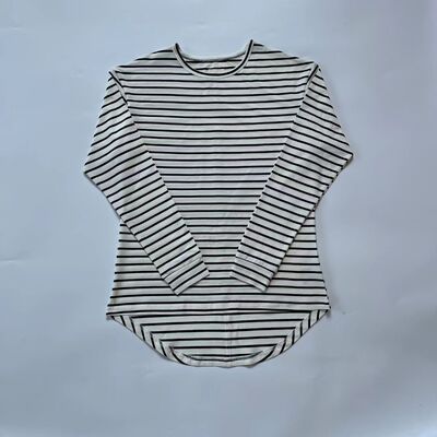 亮叔4th白底黑条长袖打底T恤