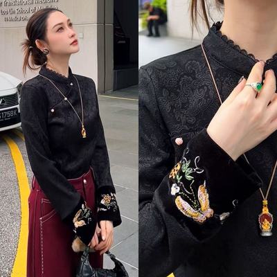 【粉红粉丝专享】花边立领国风上衣SY2900