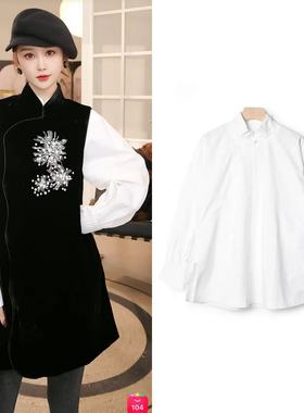 【粉红粉丝专享】白色花瓣领衬衫sy2768