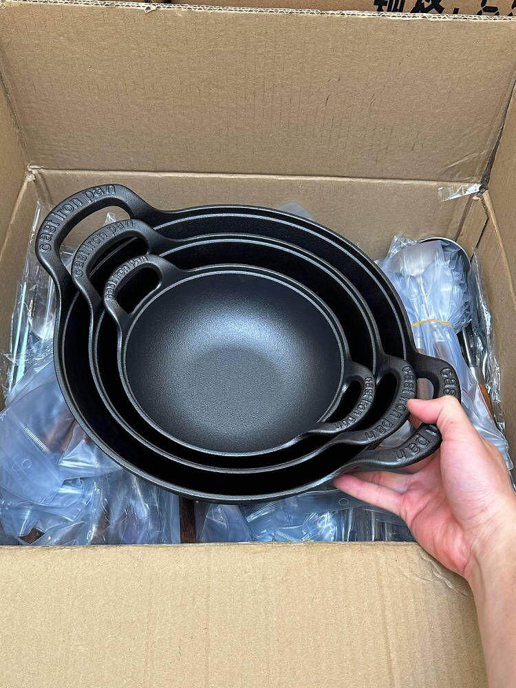 无涂层铸铁锅炒菜锅家用生铁锅电磁炉燃气灶专用小铁锅商用