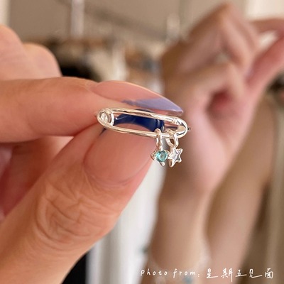 原创设计回形针尾戒星星戒指