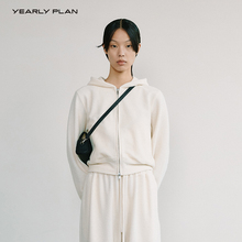 新款 冬季 经典 纯色H版 拉链连帽休闲卫衣外套女 YEARLY 型短款 PLAN