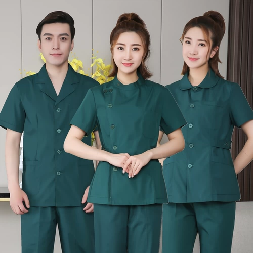 Униформа медсестры, летний лонгслив, зеленый комплект, короткий рукав