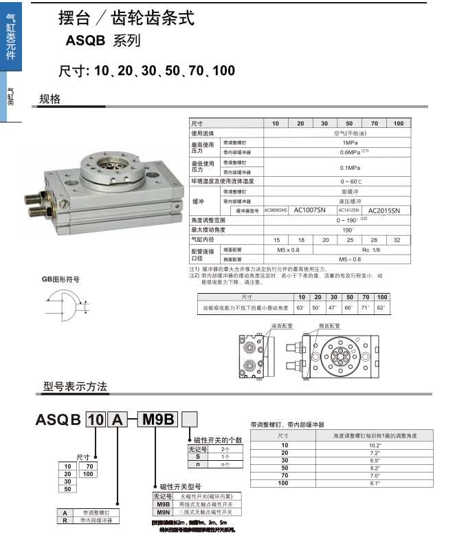 迈斯艾尔MXAIR摆台气缸ASQB/10A/20A/A30A/50A10R/20R/30R H2 H3-封面