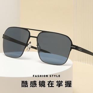 新款 无框户外防紫外线眼镜 偏光太阳镜男士 防紫外线开车墨镜一体式