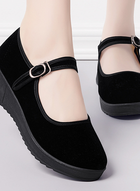 老北京布鞋女旗舰店官方正品新款软底正牌单鞋工作黑色2025奶奶鞋