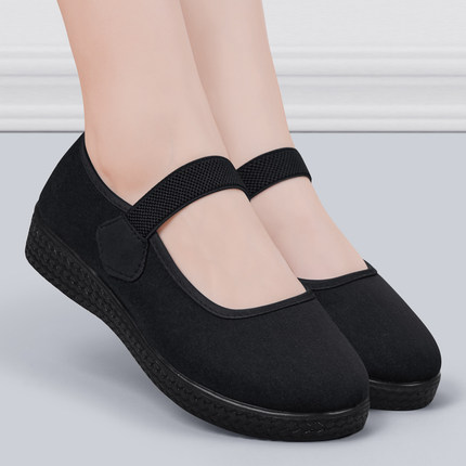 老北京布鞋女新款官方旗舰店官网黑布鞋老婆酒店妈妈黑色上班鞋子