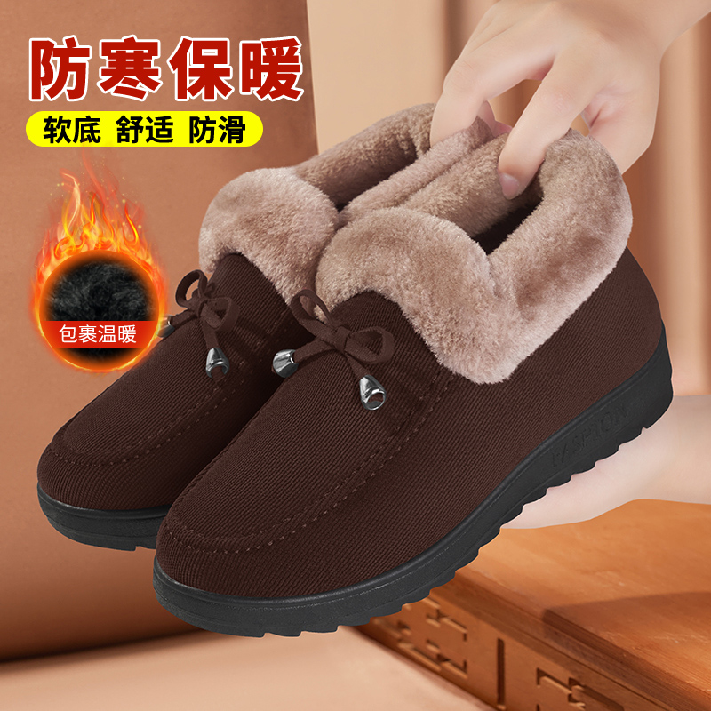 加绒保暖老北京棉鞋女软底防滑