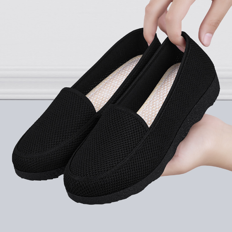 酒店夏季工作鞋女纯黑