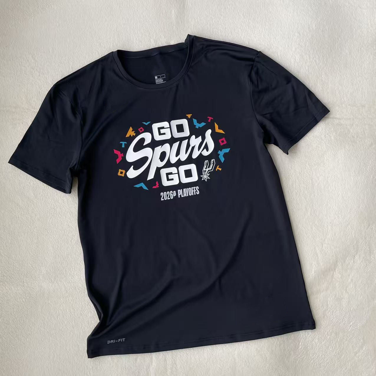 马刺2026季后赛主题短袖 美式冰丝速干篮球运动训练服文班亚马t恤