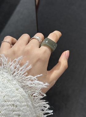 天然和田玉深晴马鞍戒16.5*11.3