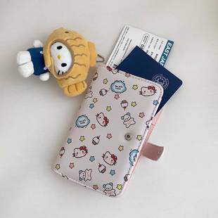 ins卡通猫咪护照包新款多功能护照夹机票夹卡包证件包收纳包钱包