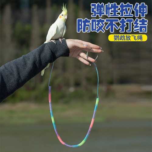 【官方旗舰店】鹦鹉外出牵引绳放飞绳不伤脚伸缩牡丹遛鸟绳防咬鸟