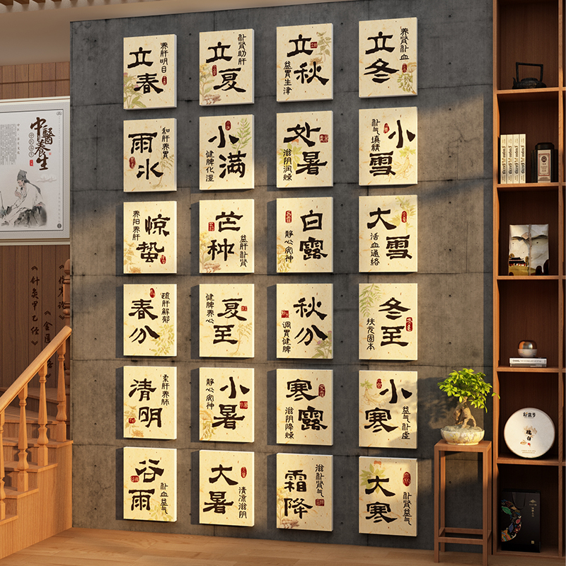 24二十四节气中医药食同源墙面贴纸氛围布置装饰画养生馆背景形象