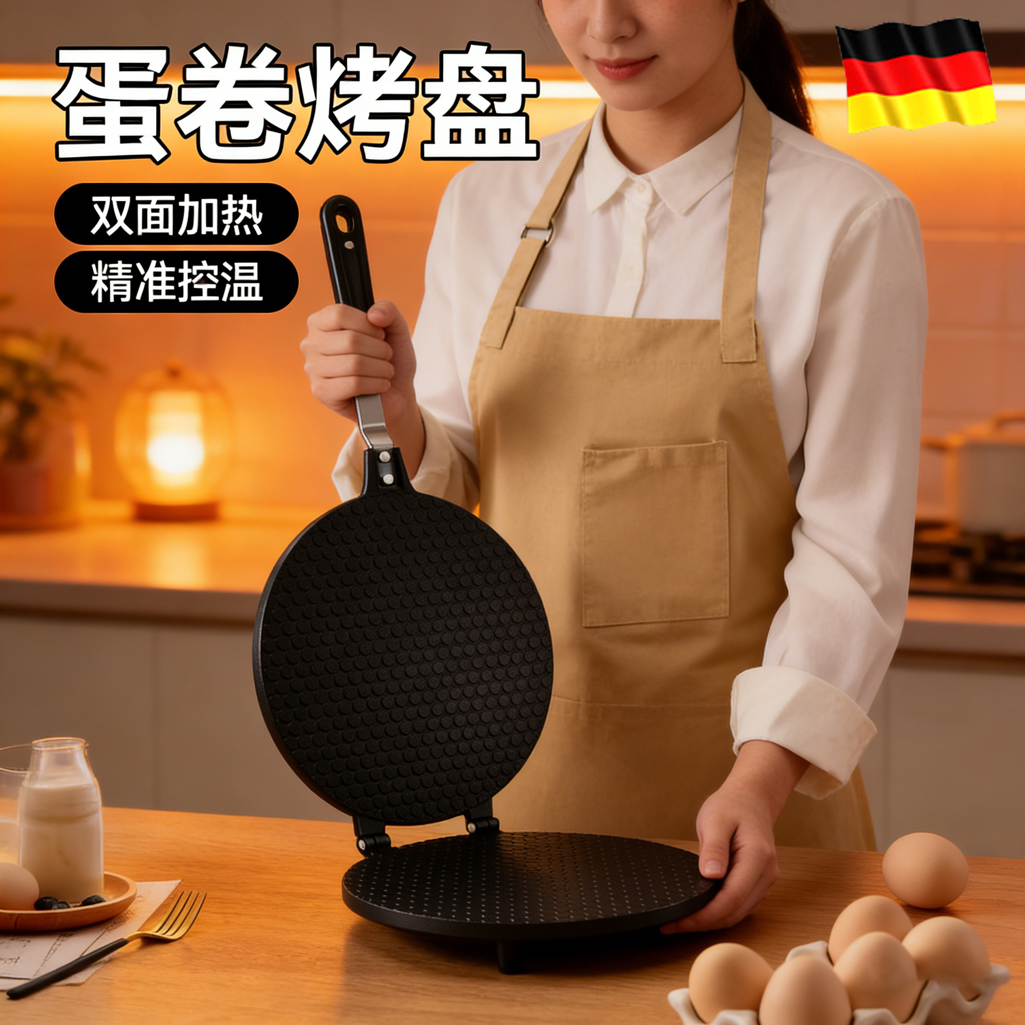 德国家用蛋卷机双面不粘烘焙工具多功能烤盘模具易脱模家用神器