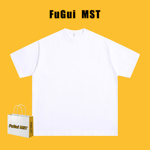 FUGUI MST重磅纯棉短袖T恤男女纯色美式复古宽松休闲打底衫半袖夏