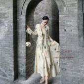 非遗植物染 昏黄 新中式 第二次心跳 设计感衬衫 上衣垂感半裙