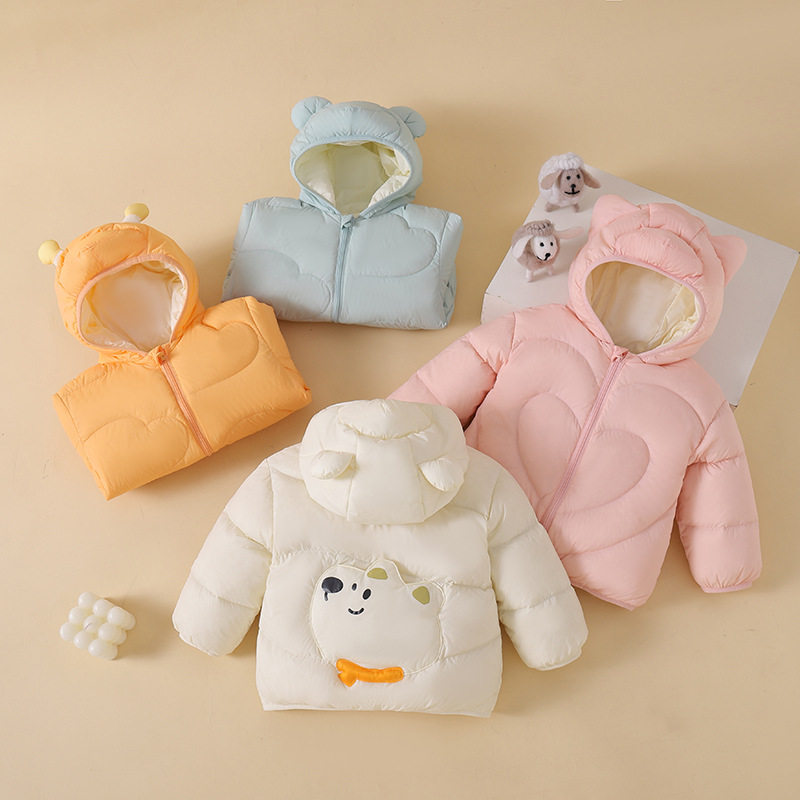 儿童羽绒服女童冬季婴儿轻薄男童宝宝外套2025新款造型萌白鸭绒潮