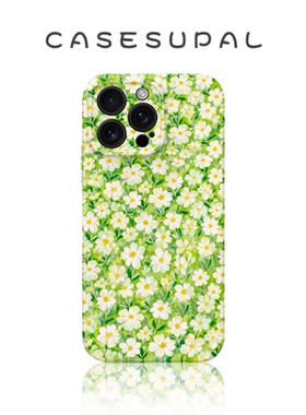 适用于iPhone17苹果16手机壳华为nova15新款oppofindx9菲林荣耀500全包小米17小清新绿色碎花vivos50一加ACE6
