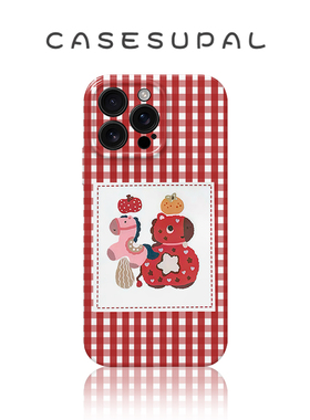 适用iPhone17苹果16手机壳华为nova15新款oppofindx9菲林荣耀500全包小米17红色格纹福字小马vivos50一加ACE6