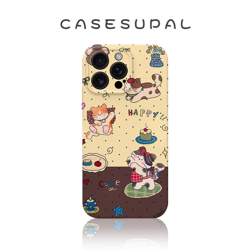 适用iPhone17苹果16手机壳华为p80新款oppofindx9菲林小米17全包荣耀magic8拼色黑波点小猫vivox300pro一加15