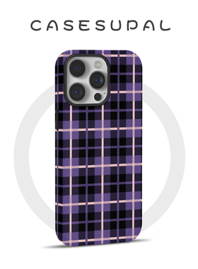 适用于iPhone16promax新款苹果15plus网红手机壳14pro/13菲林磁吸12高级感小众紫色格纹11二合一XR防摔保护套
