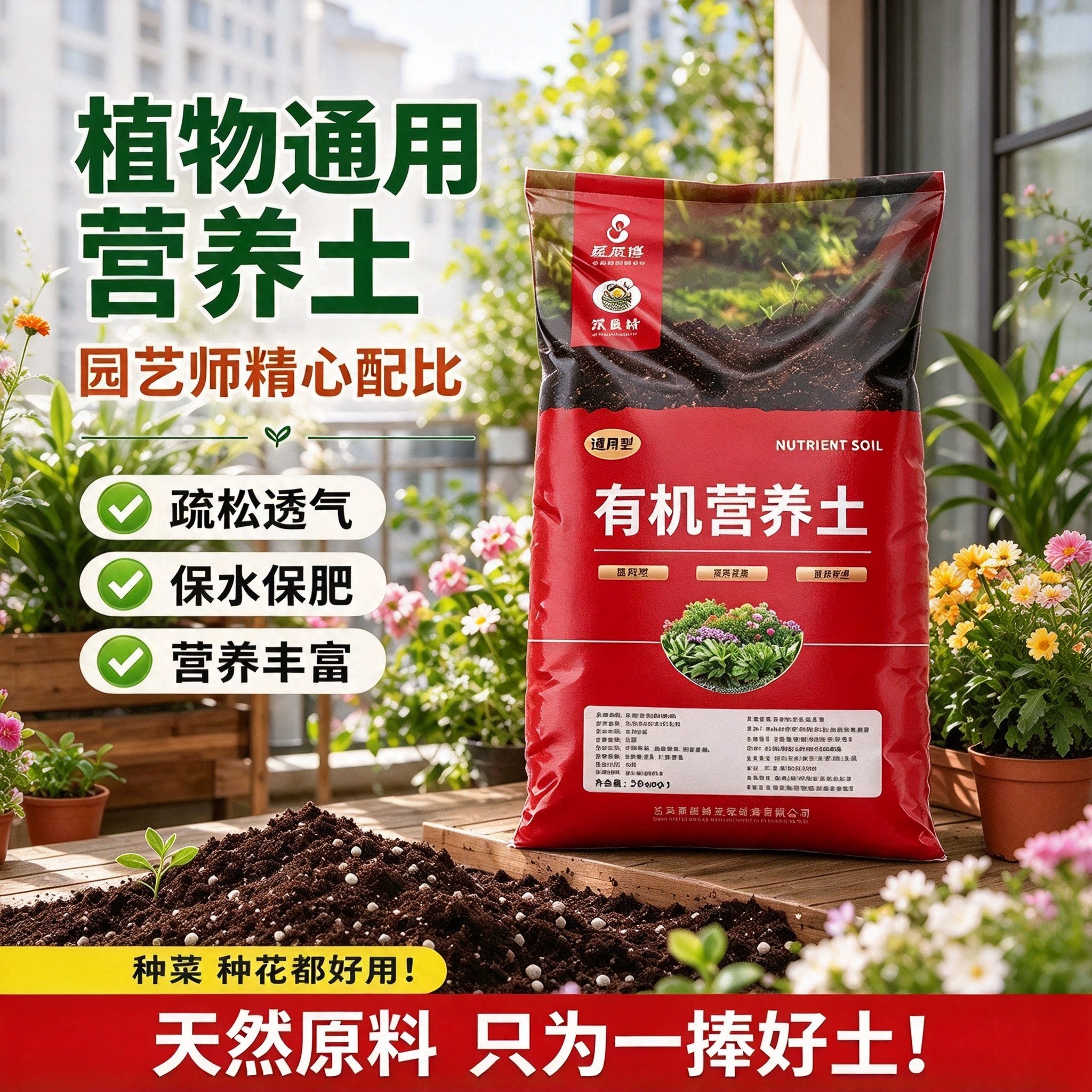 50斤花土营养土通用型家用花泥养花专用绿植种花种菜有机土壤种植