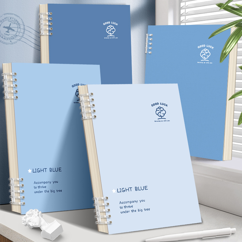 梦瑾B5不硌手活页笔记本本子活页本可拆卸环扣线圈本简约蓝色时间记事本a5初高中生专用大学生考研日记本