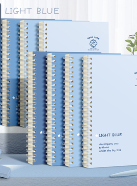 梦瑾笔记本本子新款高颜值超厚大学生用b5简约蓝色系课堂笔记考研厚白卡日记本线圈本记录a5办公记事本批发