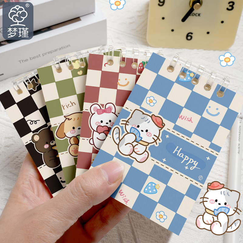 梦瑾2025新款迷你便携式A7活页本小本子笔记本卡通动物学生用随身记事本可拆卸替芯手账本加厚课堂作业登记本