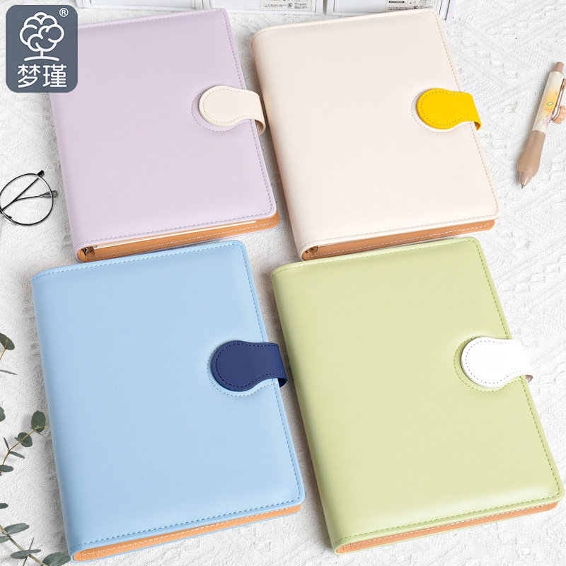梦瑾新款笔记本本子高颜值撞色b5磁吸扣皮面活页本大学生专用高级可拆卸外壳加厚记事本商务办公会议记录本子,文具电教/文化用品/商务用品,笔记本/记事本,淘宝优惠券,粉丝福利购,淘宝优惠卷