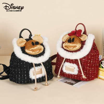 迪士尼正版米奇米妮毛绒双肩包
