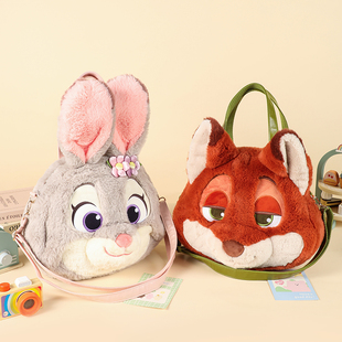 迪士尼正版 授权朱迪尼克单肩包毛绒可爱草莓熊史迪奇斜挎包通勤包