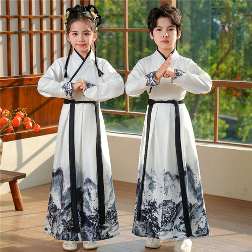 水墨画国学汉服古装开笔礼演出服