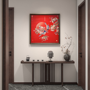 復(fù)古掛畫(huà)喬遷新居禮品電表箱裝 飾 飾畫(huà)喜上枝頭古典臥室中式 玄關(guān)裝