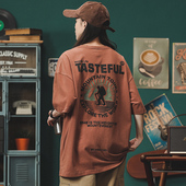 潮牌280g重磅t恤男短袖 宽松徒步露营印花半袖 夏季 美式 情侣体恤衫