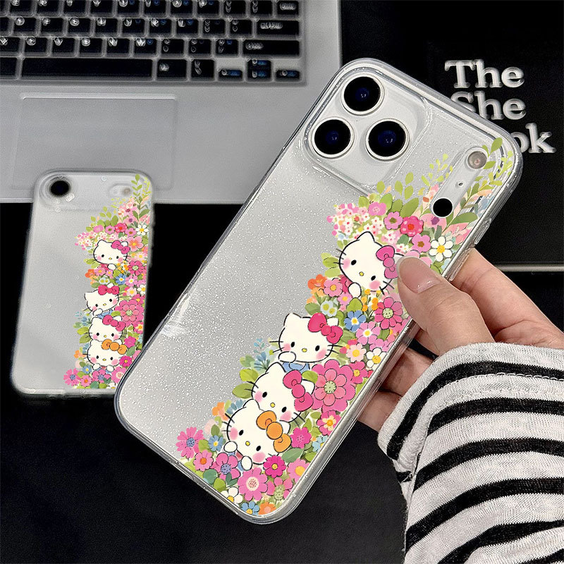 细闪软壳大孔适用苹果17promax手机壳13 14 15透明16pro闪粉12 11