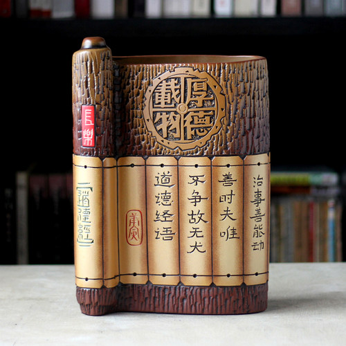 厚德载物陶瓷摆件励志办公书房书柜摆设博古架装饰品新中式风礼品