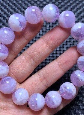 天然紫玉晶奶盖紫水晶梦幻手链紫晶碎冰一物一图甜美饰品送礼物女