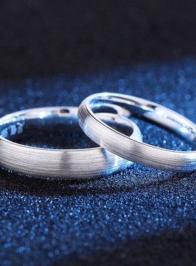 拉丝款999纯银情侣对戒男小众设计感戒指女一对学生求婚表白礼物