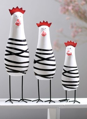 欧式小鸡套装木质k可爱动物装饰品电视柜摆件客厅创意家居饰品摆