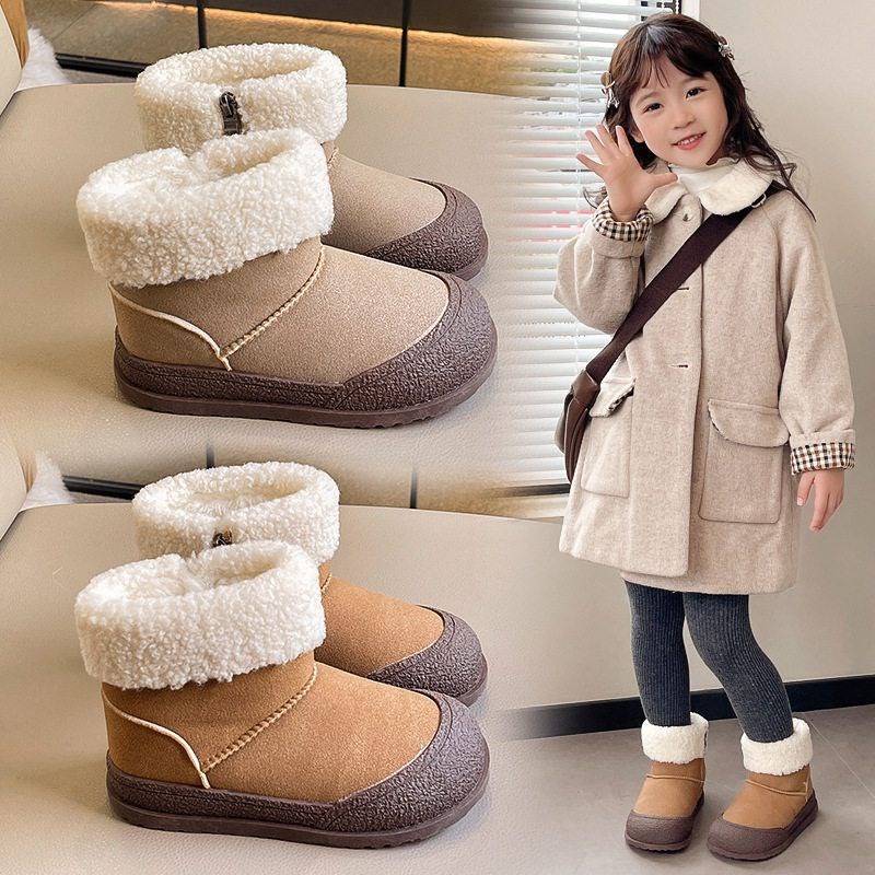 儿童雪地靴2-7岁加绒加厚2024新款F男童棉鞋3女童棉靴5小宝宝短靴
