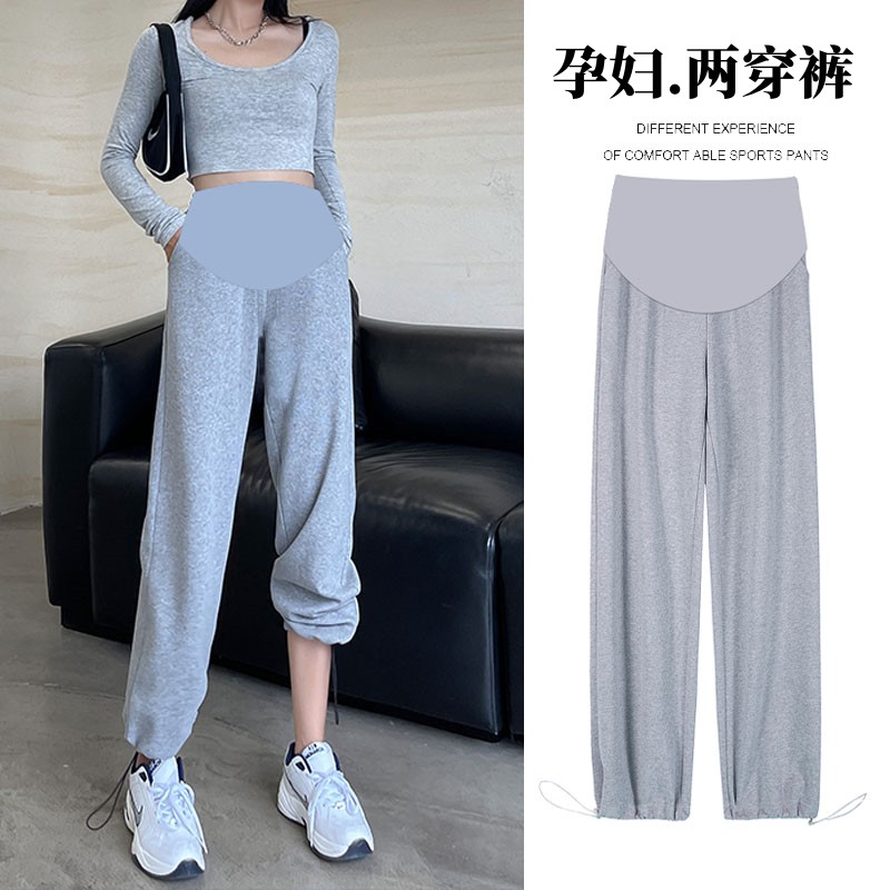 2023夏季g薄款孕妇裤休闲时尚两穿束脚卫裤春夏宽松显瘦运动阔腿