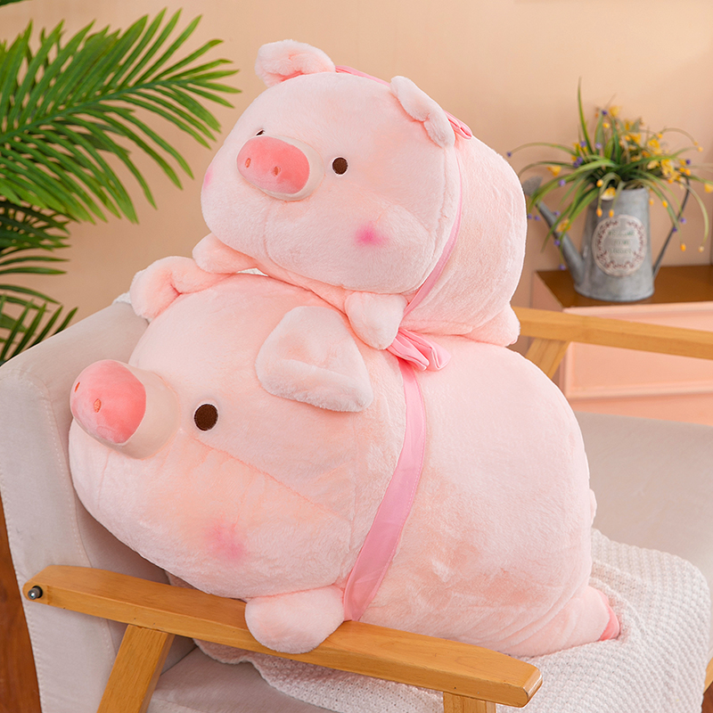 可爱粉色小猪猪毛绒玩具靠枕女生睡觉抱枕专用生日礼物柔软送女友