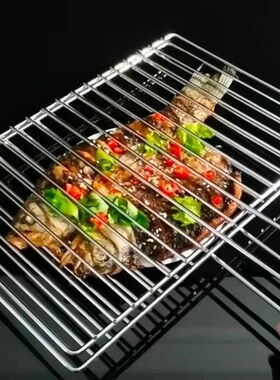 不锈钢烧烤网夹烤菜m加粗烤肉拍子铁镀锌烧烤网格夹商用烤鱼夹子