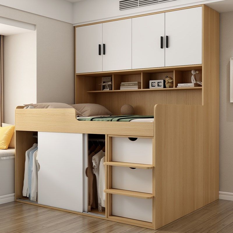 小户型上床下柜组合多功能儿童高低床单人高箱简约衣柜半高床定制,住宅家具,板式床,淘宝优惠券,粉丝福利购,淘宝优惠卷