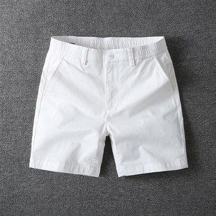 薄款 白色直筒沙滩裤 男士 男潮松紧腰弹力四分裤 男 休闲运动短裤 夏季