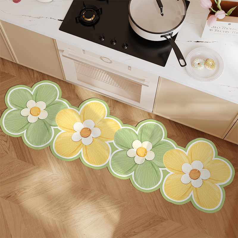清新花卉厨房专用地垫防水防油免清洗可擦长条防滑pvc地毯脚垫子,居家布艺,家用脚垫,淘宝优惠券,粉丝福利购,淘宝优惠卷