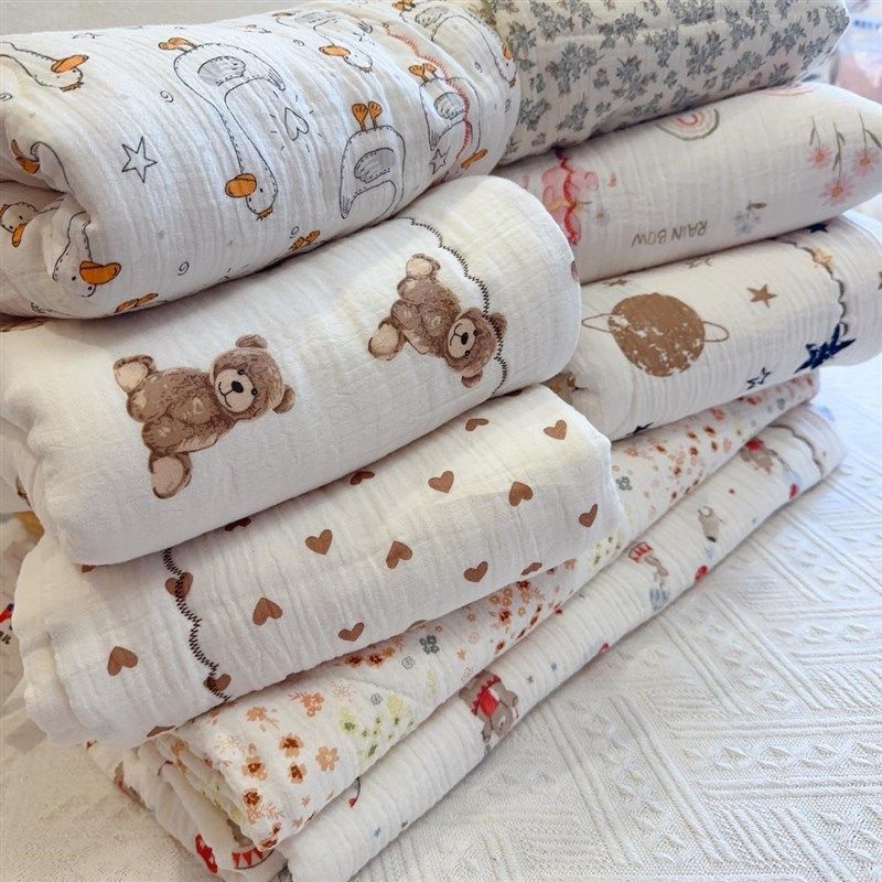 婴儿棉花被子新生儿童春秋冬纯棉花E盖被四季通用薄棉夏被可水洗