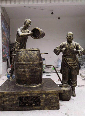 石膏设计定制g古代人物酿酒场景雕塑定做制酒工序雕像酒厂招牌摆